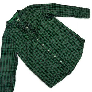 aerie flannel button shirt with ruffles